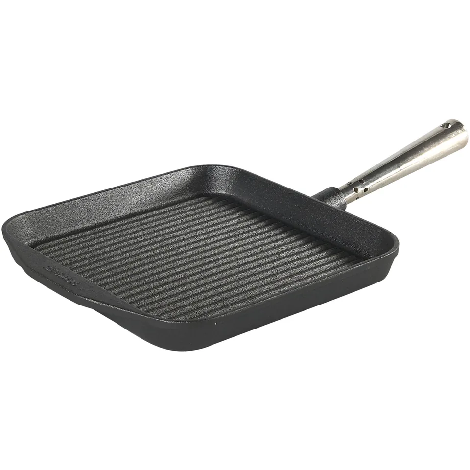 Skeppshult fyrkantig grillpanna i gjutjärn 25x25 cm med stålhandtag