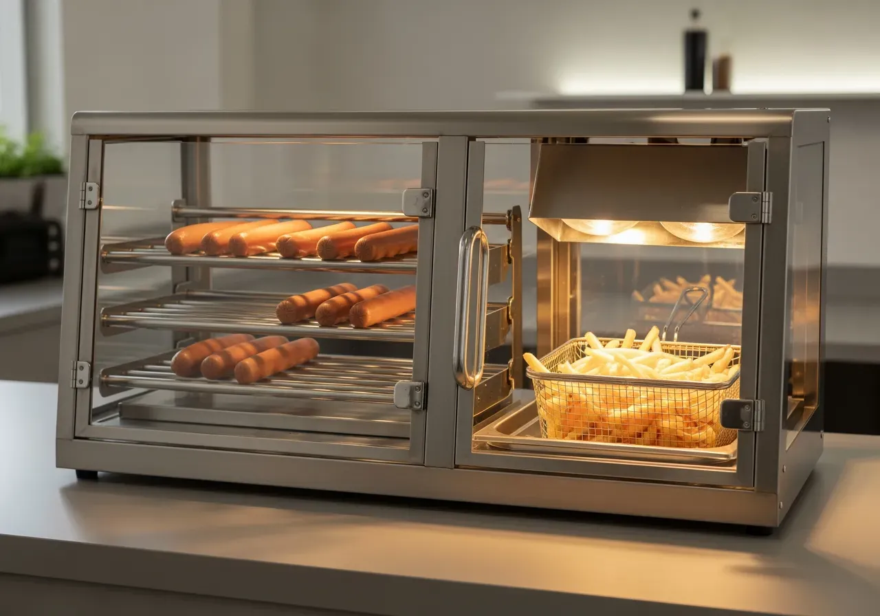 Korv- och pommesvärmare för servering