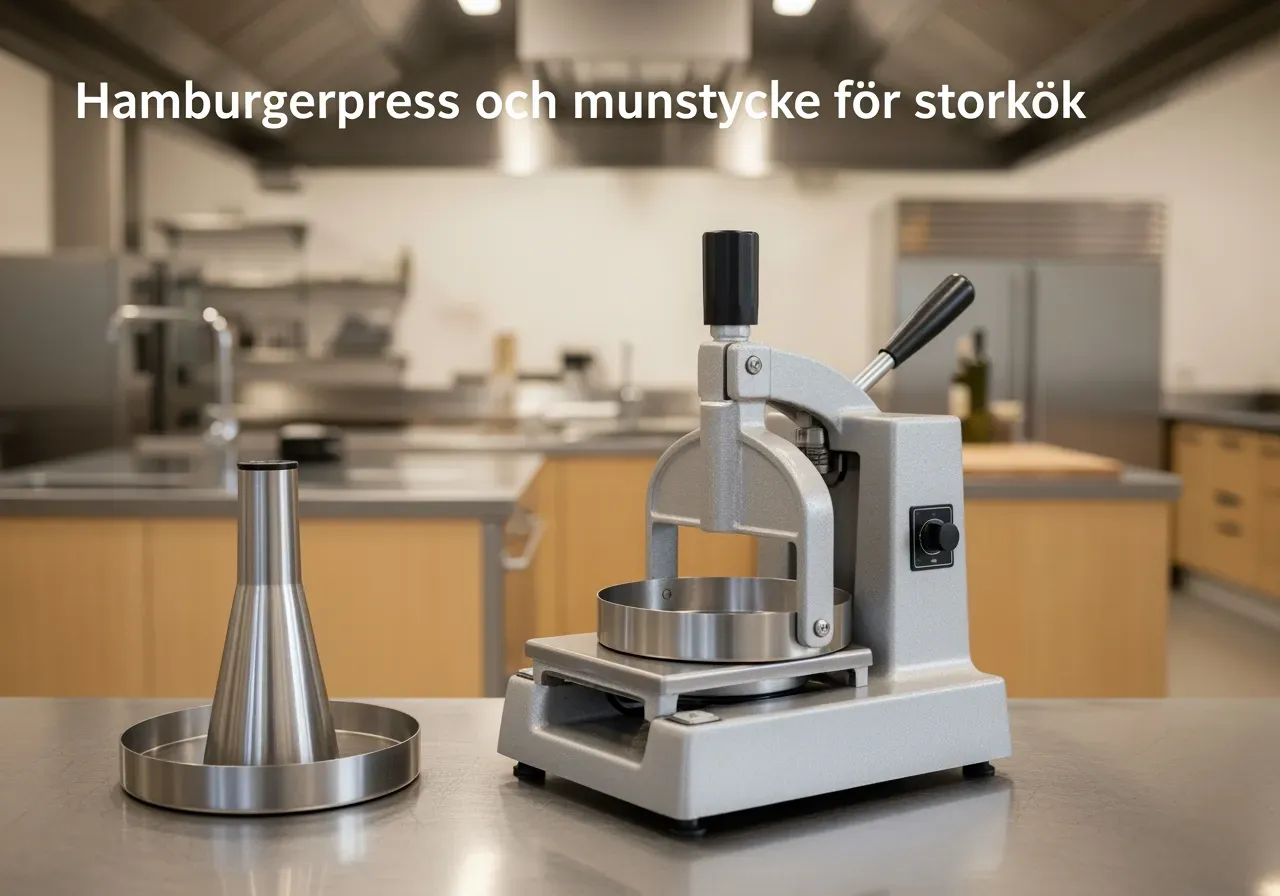 Hamburgerpress och munstycke för storkök