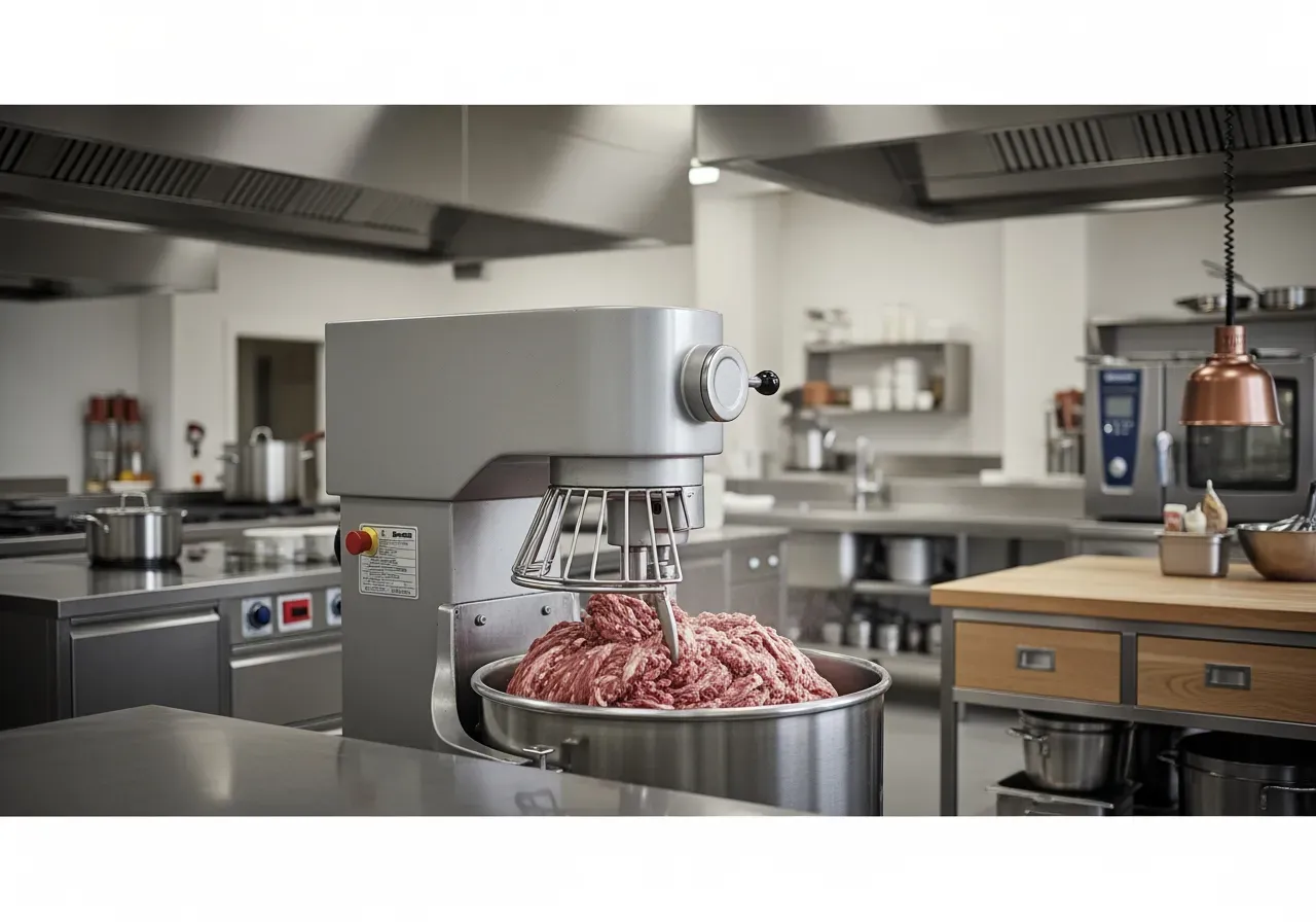 Köttblandare för storkök i drift