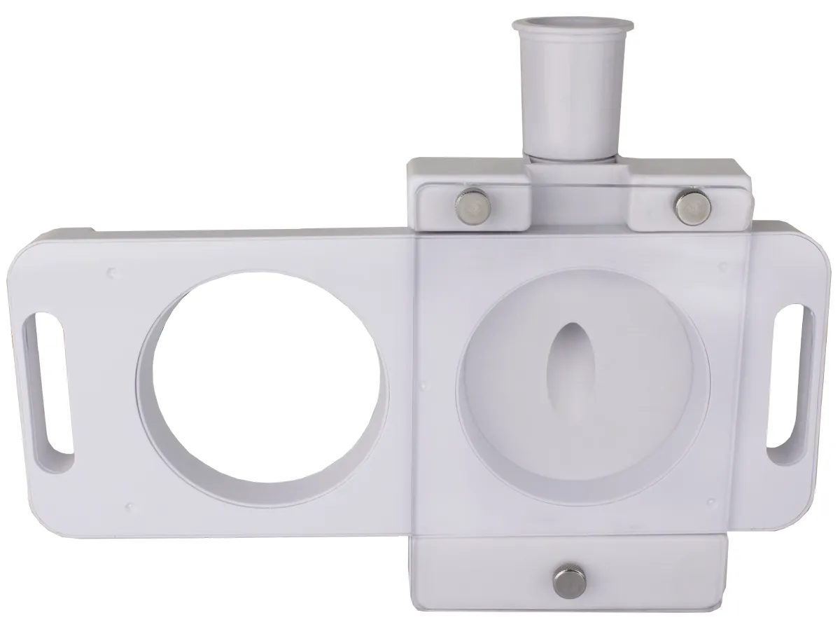 Hamburgerpress munstycke för fyllningmaskiner.