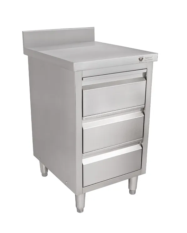 Lådskåp med kant i rostfritt stål 60 cm