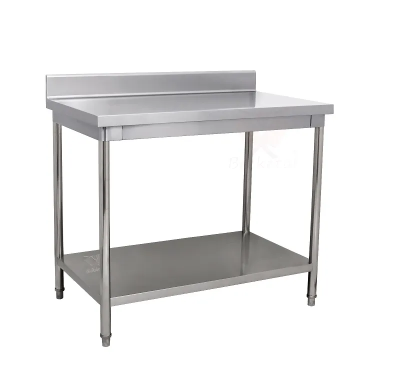 Rostfri arbetsbänk-100 x 60 cm - skyddskant