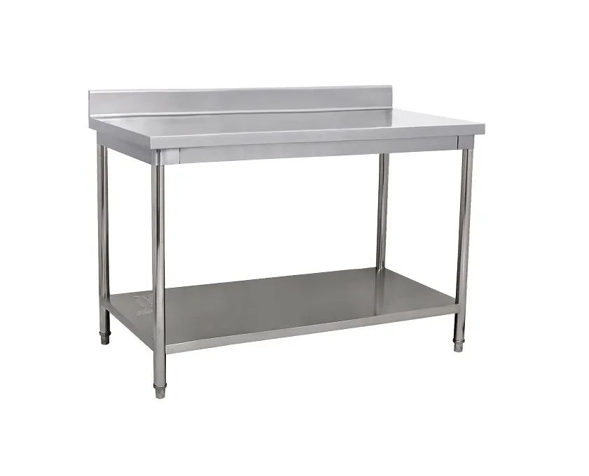 Rostfri arbetsbänk-150 x 60 cm - skyddskant