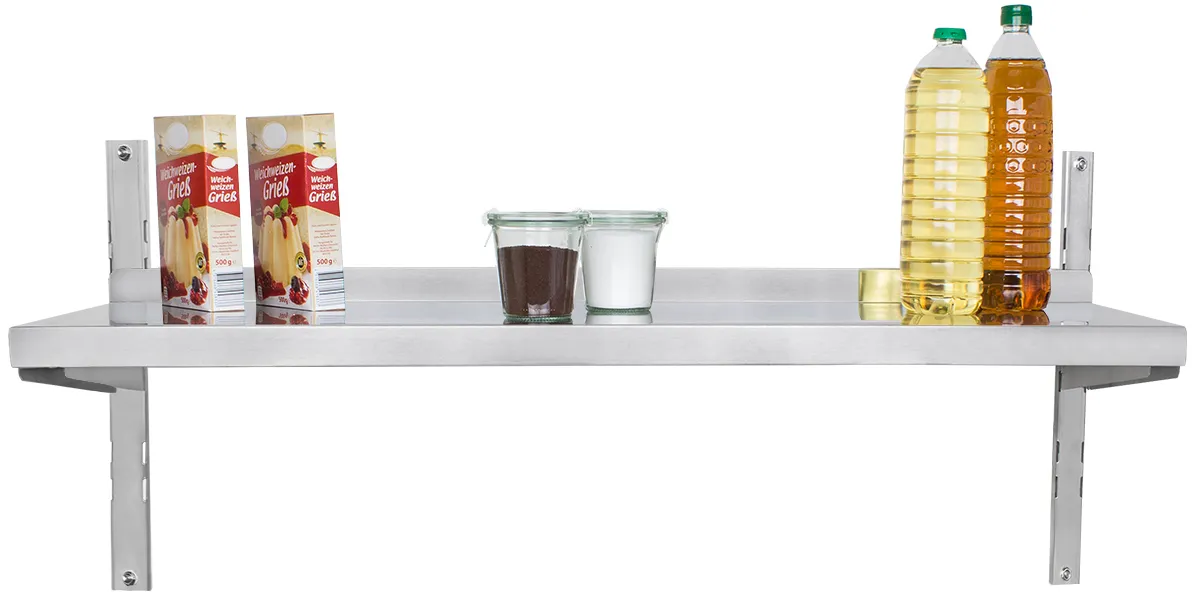 Rostfri vägghylla 120 cm