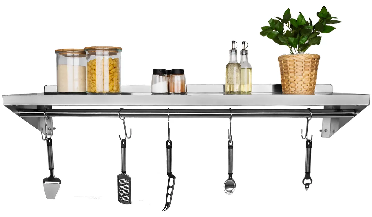 Rostfri vägghylla 150 cm