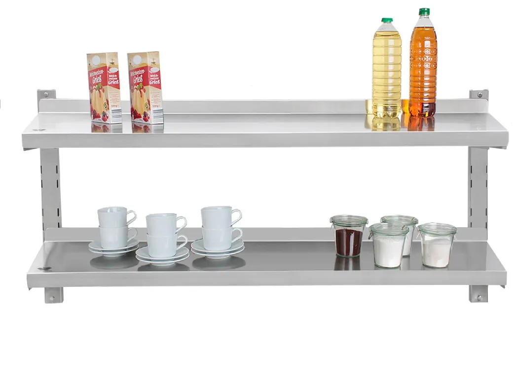 Rostfri vägghylla 2x160 cm