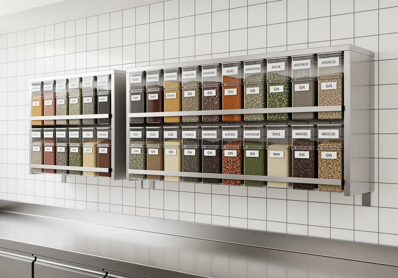 Kryddhyllor i GN för storkök