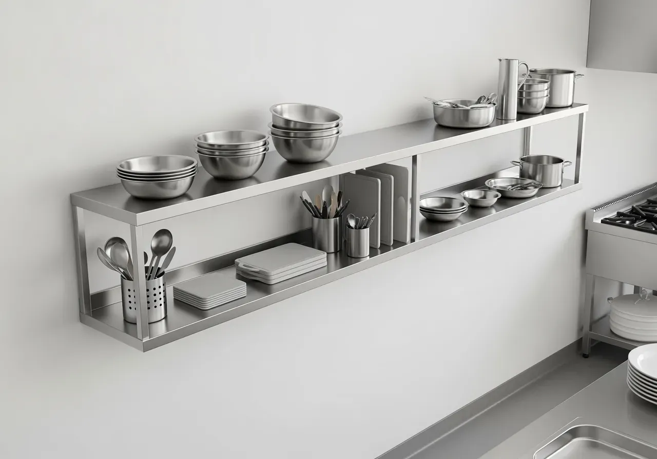 Längdval för rostfri vägghylla i storkök