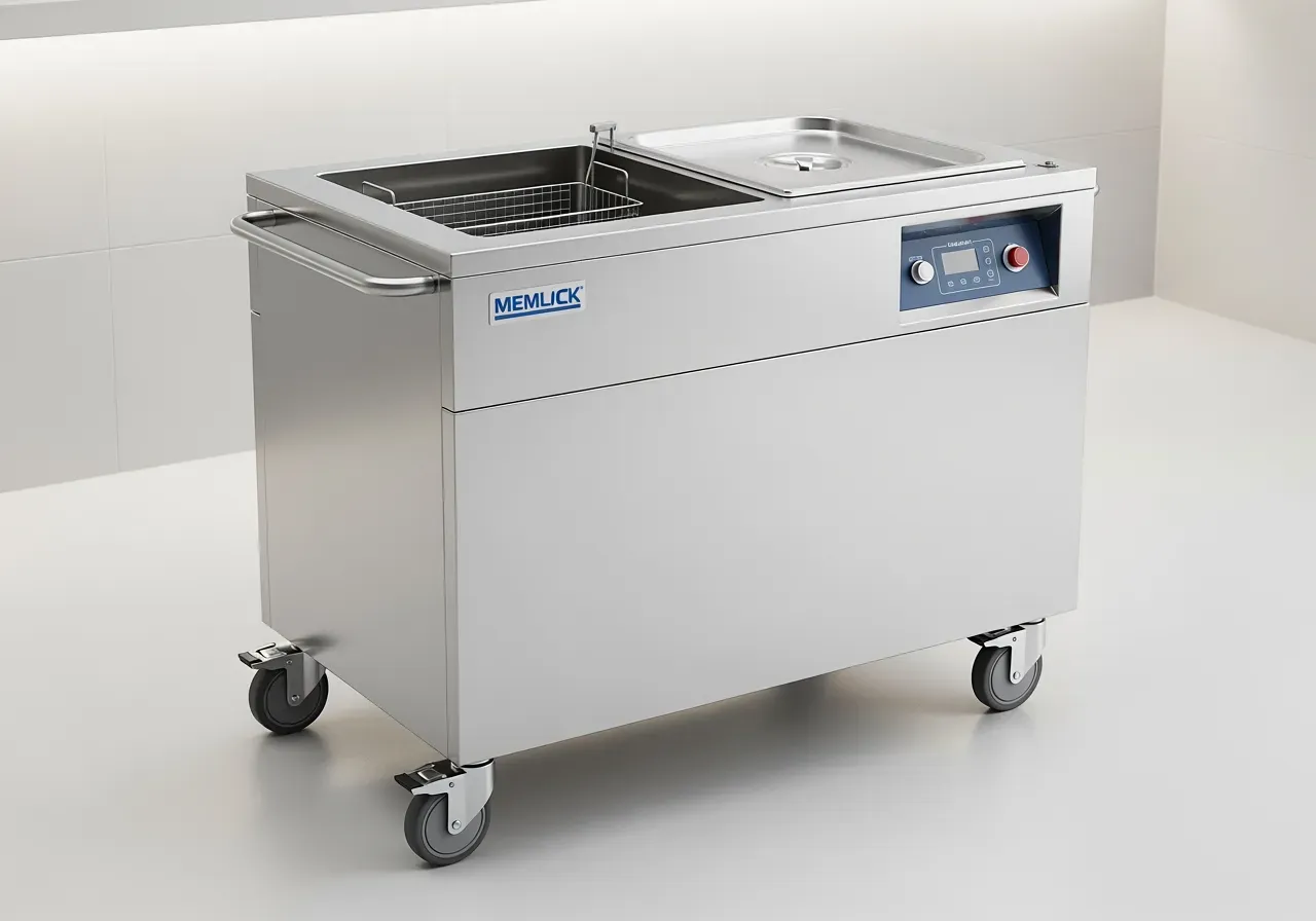 Rostfri mobil vagn med vattenbad