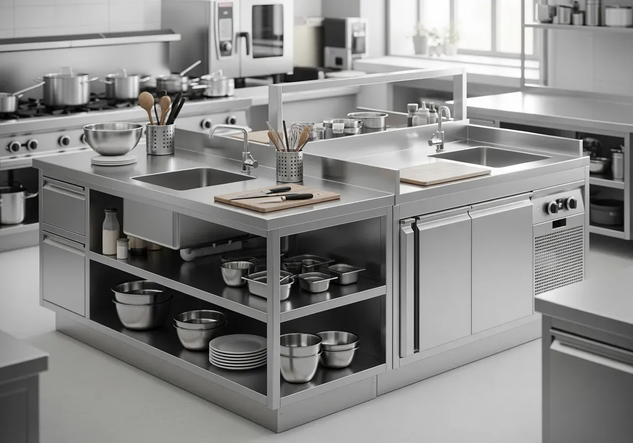 Rostfri arbetsstation för storkök