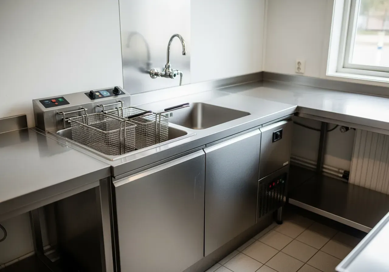 Rostfri fritösbänk med kran 400V