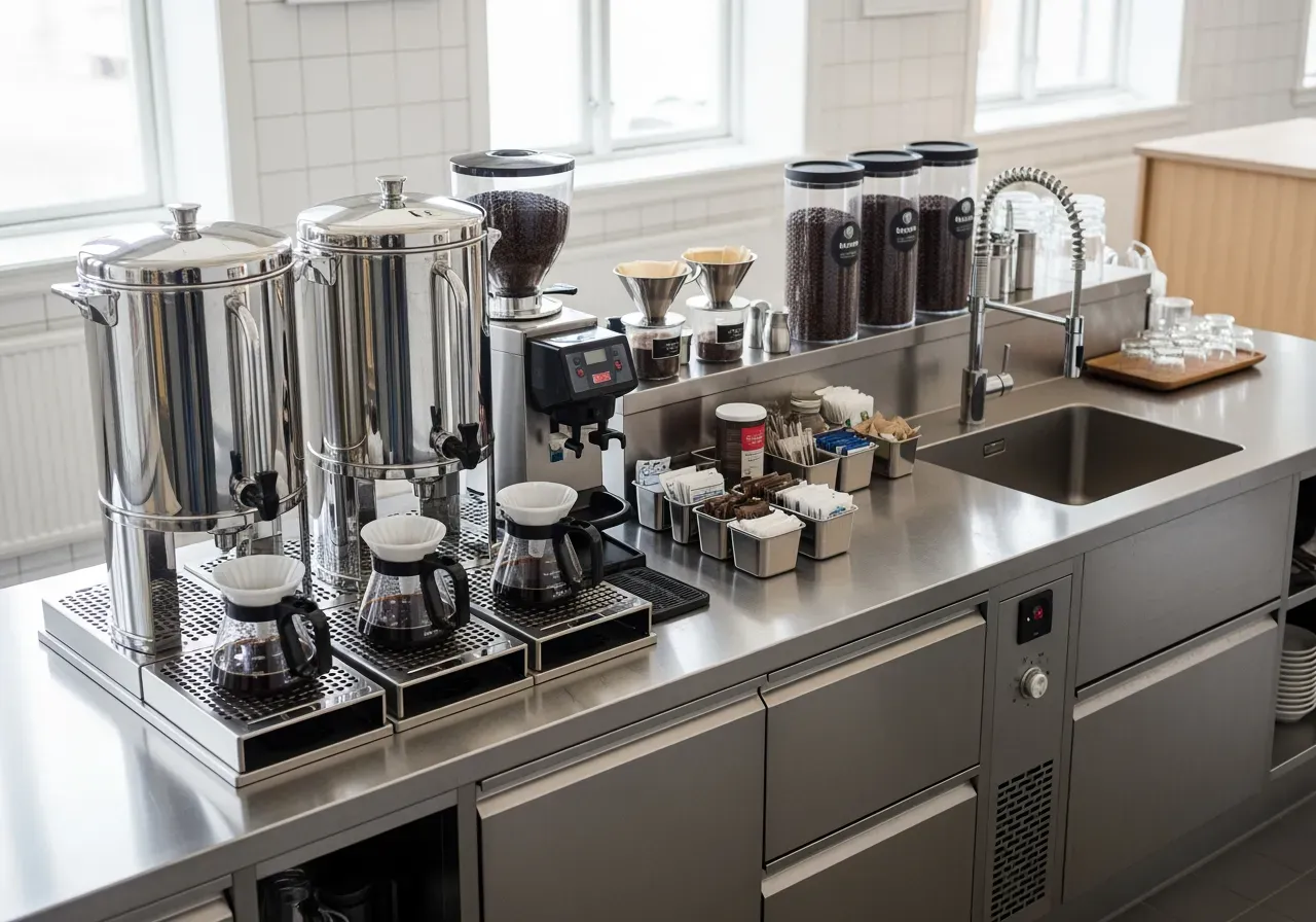 Rostfri kaffestation för storkök