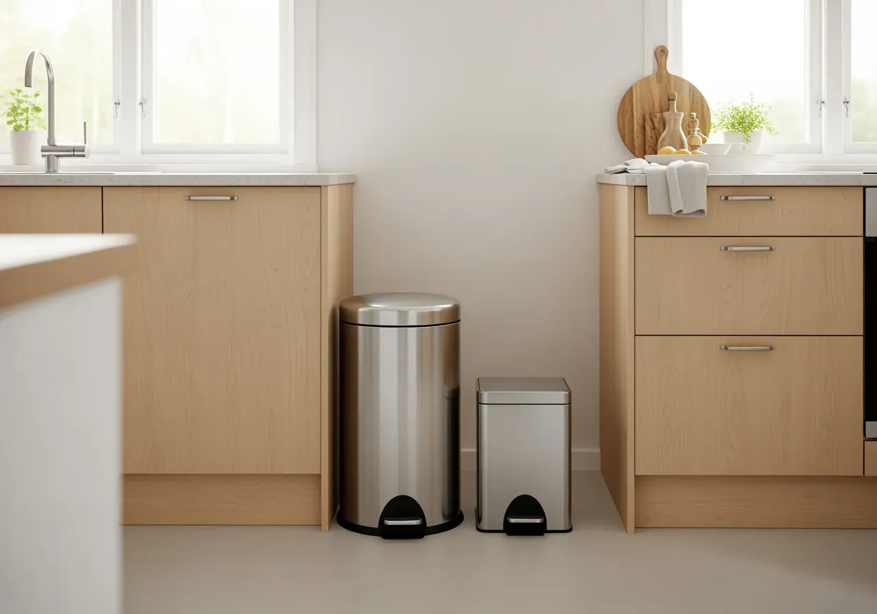 Rostfri soptunna och rökspånbehållare