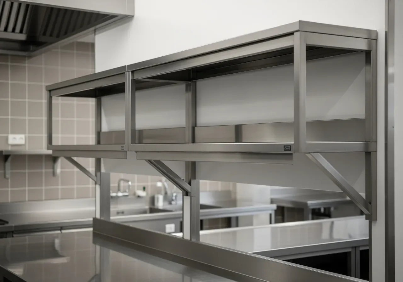 Rostfria vägghyllor för storkök