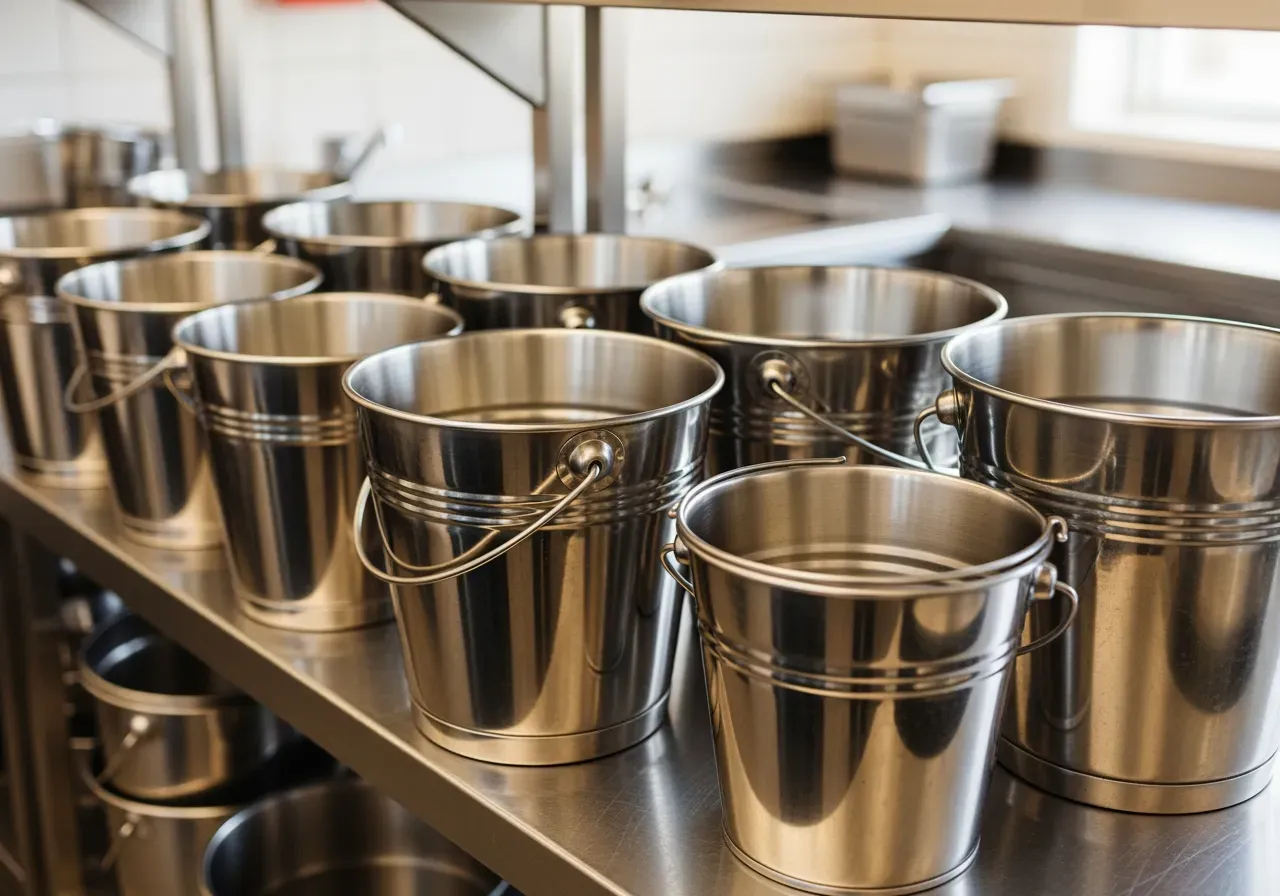 Rostfria hinkar för storkök