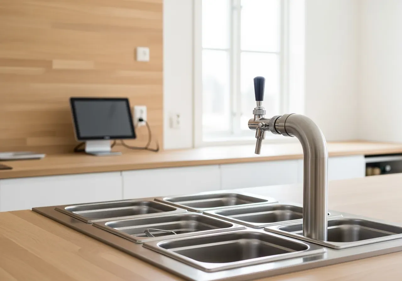 Rostfri varmhållning och servering med kran