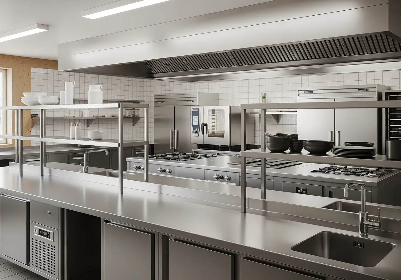 Rostfri inredning för storkök