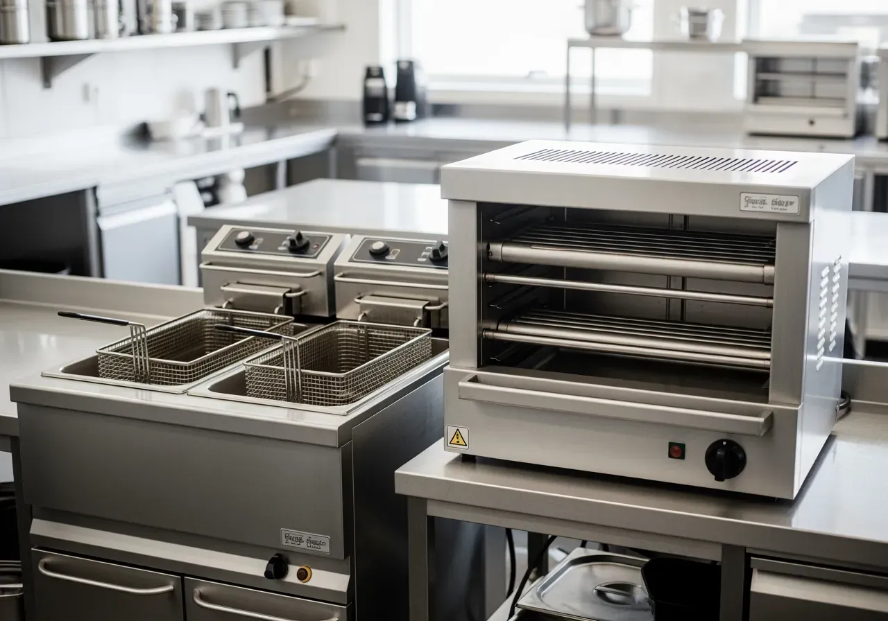 Fritös och korvvärmare i storkök