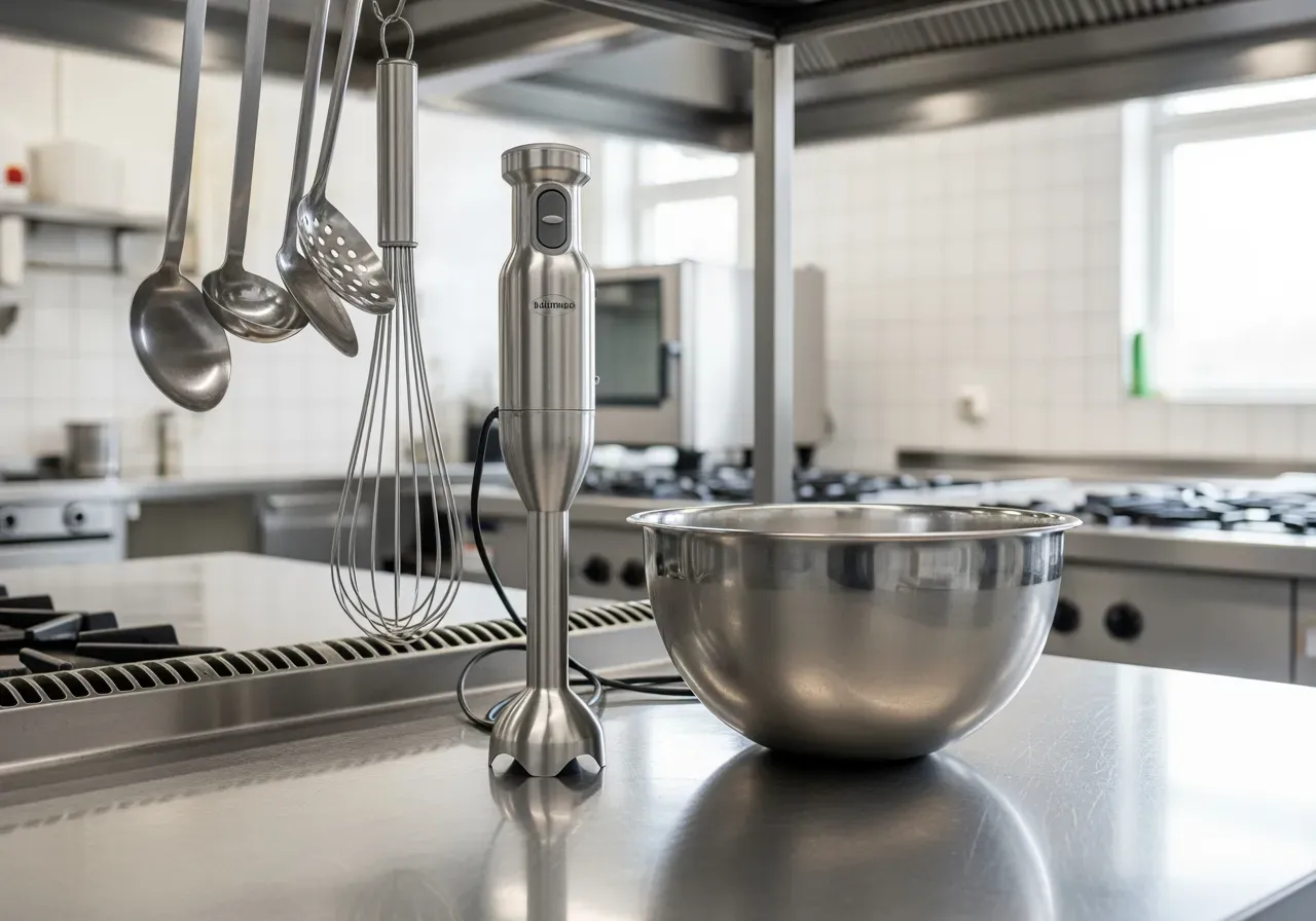 Rätt mixerstav och visp i storkök