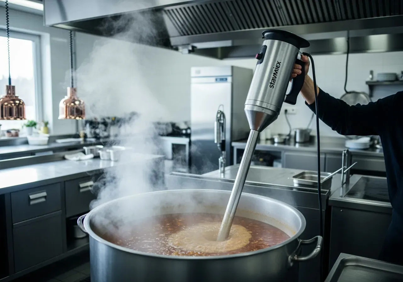 Soppa i storkök med stavmixer